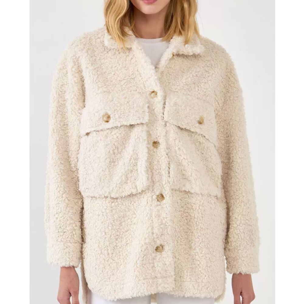 English Factory Ivory Teddy Sherpa Oversized Coat Jacket NWT Large